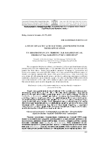 A study of lactic acid bacteria and prospects for their application