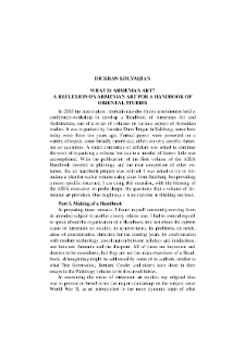 What is Armenian Art? A Reflexion on Armenian Art for a Handbook of Oriental Studies
