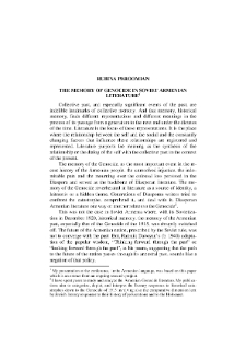 The Memory of Genocide in Soviet Armenian Literature