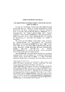 Das armenische kulturelle Erbe in Deutschland und seine sicherung