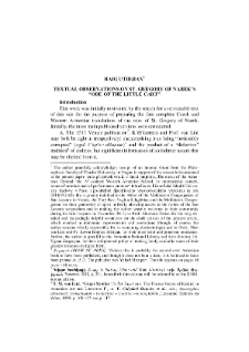 Textual Observations on St. Gregory of Narek’s “Ode of the Little Cart”