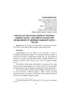 The Role of the Catholicosate of the Great House of Cilicia – Holy See of Cilicia in the Establishment of Armenian Community Life in the UAE