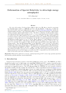 Deformation of Special Relativity in Ultra-High Energy Astrophysics