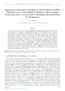 Separation of Frequency Variables in the Problem of Diffuse Reflection from a Semi-Infinite Medium under Isotropic Scattering with a General Law of Radiation Redistributionby Frequencies