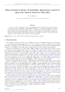 Observational Evidence of Instability Phenomena Related to Open Star Clusters Based on Gaia Data