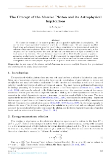 The Concept of the Massive Photon and its Astrophysical Implications