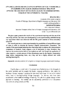 Applying Clusters and KWL Charts to Improve Critical Thinking Skills of Learnersin Efl Class in Armenian Schools: Results of Applying the Case Study Method In EFL Class in the Armenian Setting: Results of the Experimental Teaching