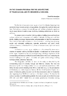 On the Common Program for the Architecture of Transcaucasia and its Neighbors (C. 300-1600)