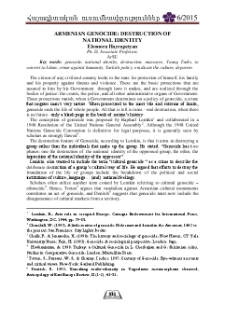 Armenian Genocide: Destruction Of National Identity
