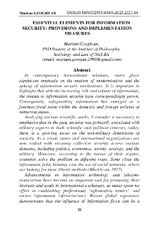 Essential Elements for Information Security: Provisionsand Implementation Measures