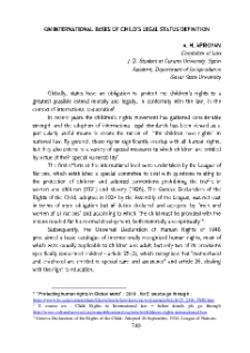 On international bases of child’s legal status definition