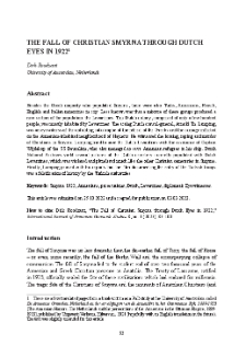 The Fall of Christian Smyrna Through Dutch Eyes in 1922