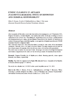 Ethnic Cleansing in Artsakh (Nagorno-Karabakh): Issues of Definition and Criminal Responsibility