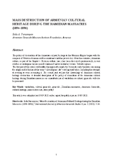 Mass Destruction of Armenian Cultural Heritage during the Hamidian Massacres (1894-1896)