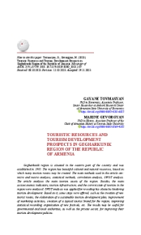 Touristic Resources and Tourism Development Prospects in Gegharkunik Region of the Republic of Armenia