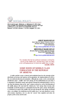 Some Issues of Middle-Class Formation in the Republic of Armenia
