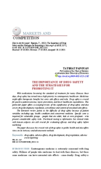 The Importance of Drug Safety and the Strategies for Promoting it