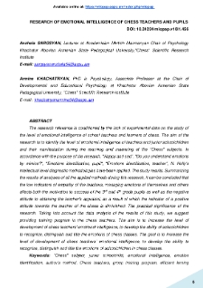 Research Of Emotional Intelligence Of Chess Teachers And Pupils
