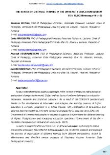 The States Of Distance Training In The University Education Syste