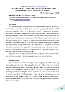 Utilizing Virtual Laboratories For Physics Instruction In Secondary Education: A Pedagogical Inquiry