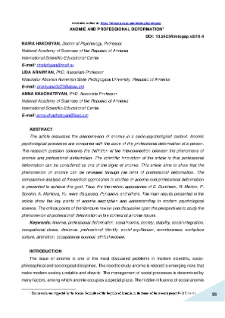 Anomie And Professional Deformation