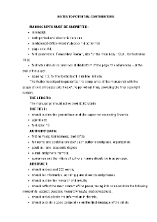 Notes To Potential Contributors