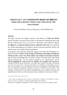 Christianity and Christians in Shakī and Shīrvān from the Earliest Times Until the end of the Safavid Era