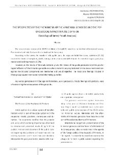 The Specificities of the Phenomena of the Armenian Genocide and the Psychological Impact in Public Opinion