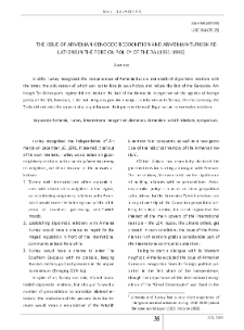The Issue of Armenian Genocide Recognition and Armenian-Turkish Relations in the Foreign Policy of the RA (1991-1996)