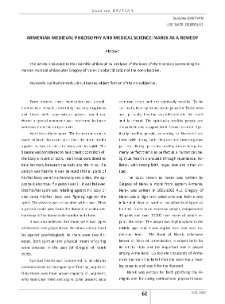 Armenian Medieval Philosophy and Medical Science: Narek as a Remedy