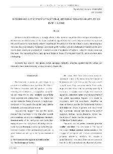 Wisdom and Justice from a Traditional, Artisanal Towards an Applied Scientific Justice