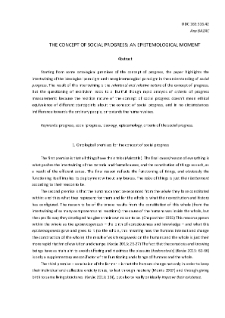 The Concept of Social Progress: an Epistemological Moment