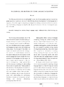 Philosophical Foundations of Second Language Acquisition