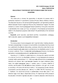 Education at Penitentiary Institutions in Some Post-Soviet Countries