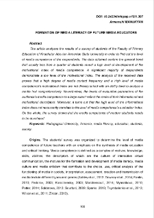 Formation of Media Literacy of Future Media Educators