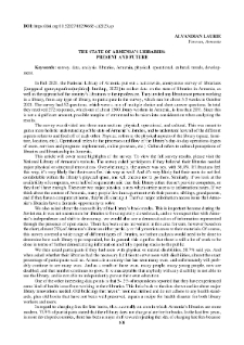The State of Armenia’s Libraries: Present and Future
