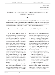 Tolerance as a Constructive Mechanism of Dialogue in the Field of Healthcare