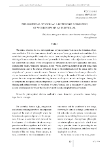 Philosophical Wisdom as a Method of Formation of Worldview of an Individual