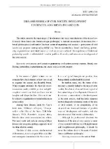 Idea and Models of Civil Society: Development Tendencies, Arguments Pro and Con