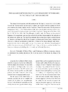 The Alliance Between Politics and Philosophy with Regard to the Threats of the XXI Century