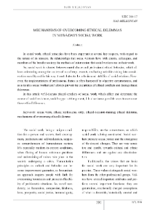 Mechanisms of Overcoming Ethical Dilemmas in Nowadays Social Work