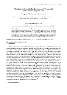 Miniaturized Microstrip Patch Antenna on YIG Material Under External Magnetic Field