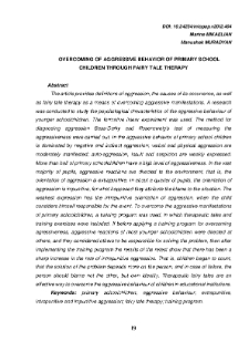 Overcoming Of Aggressive Behavior Of Primary School Children Through Fairy Tale Therapy