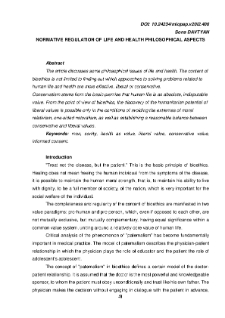 Normative Regulation Of Life And Health Philosophical Aspects