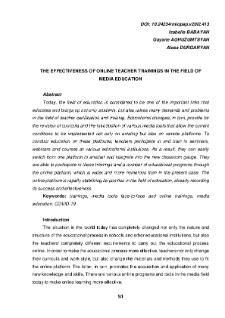 The Effectiveness Of Online Teacher Trainings In The Field Of Media Education