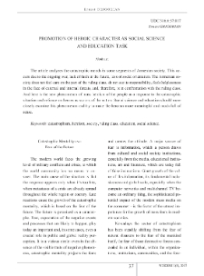 Promotion of Heroic Character as Social Science and Education Task