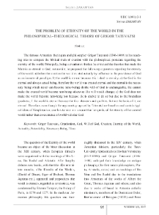 The Problem of Eternity of the World in the Philosophical-Theological Theory of Grigor Tatevatsi