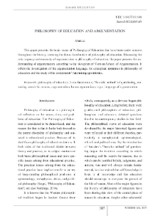 Philosophy of Education and Argumentation