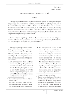 Aristotelian Ethics in Byzantium