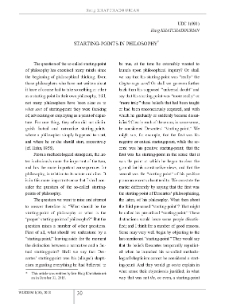 Starting-Points in Philosophy